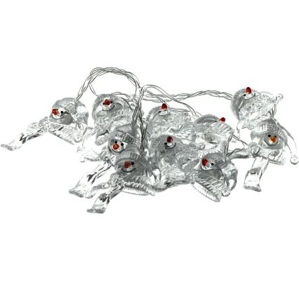 Χριστουγεννιάτικα λαμπάκια LED 10xLED/2xAA/θερμό λευκό 1,65m χιονάνθρωποι