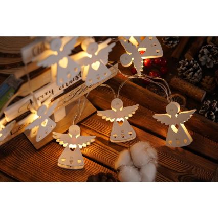 Χριστουγεννιάτικα λαμπάκια LED 10xLED/2xAA/θερμό λευκό 2m άγγελοι
