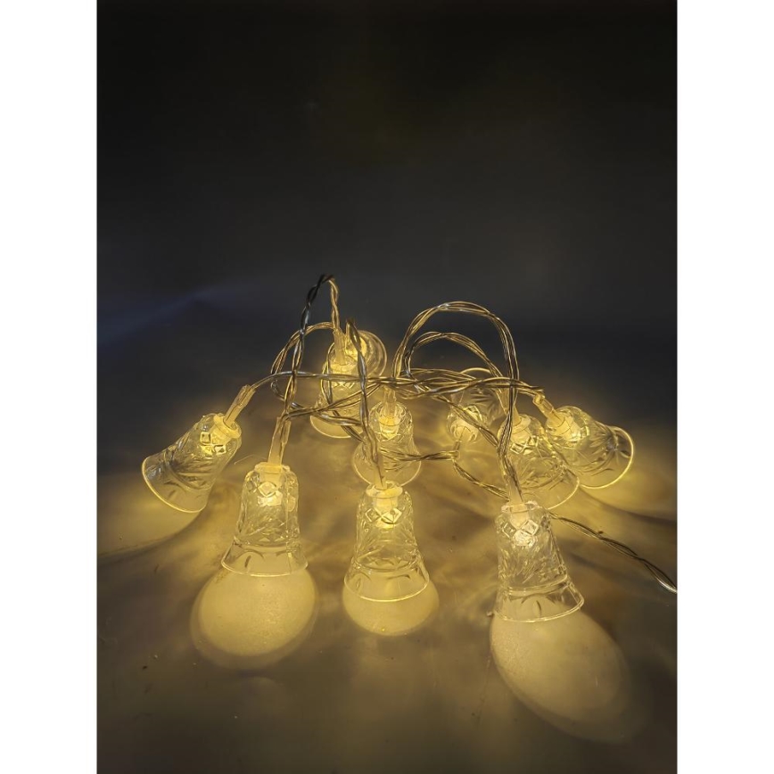 Χριστουγεννιάτικα λαμπάκια LED 20xLED/3xAA/θερμό λευκό 2,2m καμπάνες