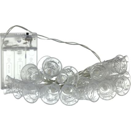 Χριστουγεννιάτικα λαμπάκια LED 20xLED/3xAA/θερμό λευκό 2,2m καμπάνες