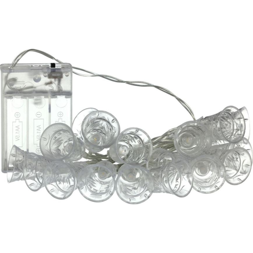Χριστουγεννιάτικα λαμπάκια LED 20xLED/3xAA/θερμό λευκό 2,2m καμπάνες