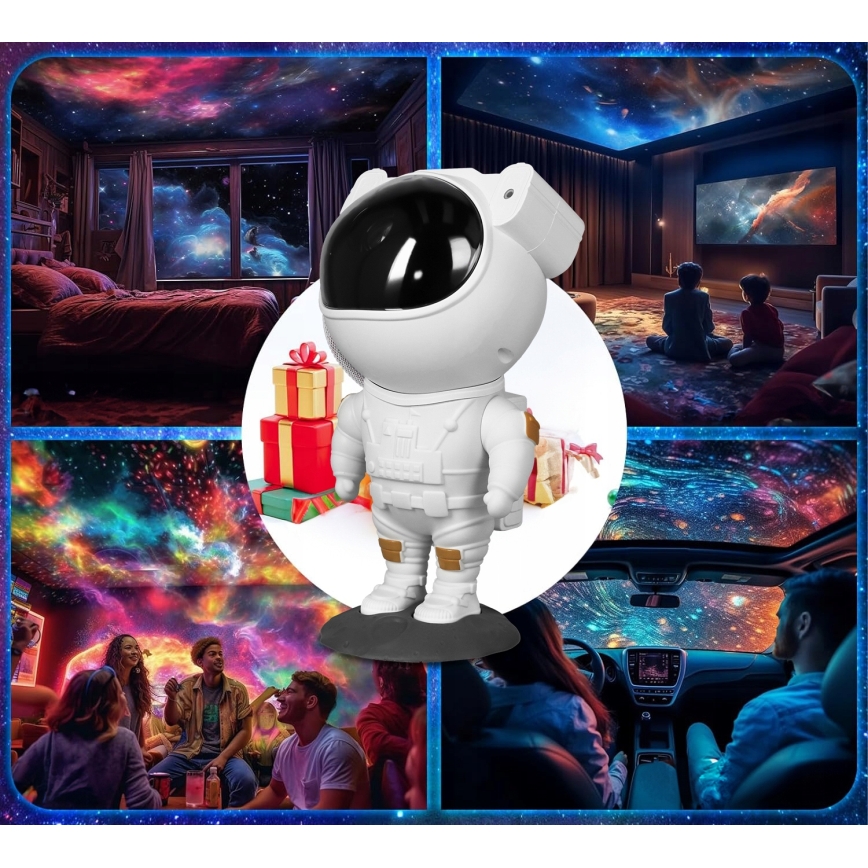 RGB LED προβολέας αστροναύτης LED/5W/5V + τηλεχειριστήριο