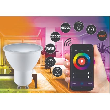 RGBW Λαμπτήρας Dimming LED G45 GU10/5,5W/230V 2700-6500K Wi-Fi Tuya