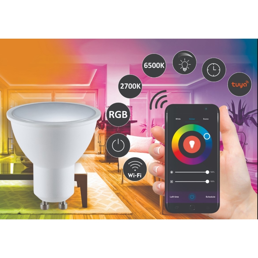 RGBW Λαμπτήρας Dimming LED G45 GU10/5,5W/230V 2700-6500K Wi-Fi Tuya
