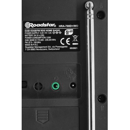 Roadstar HRA-700D+/WD - Ραδιόφωνο με DAB+, FM και ξυπνητήρι 16W/230V/4xAA