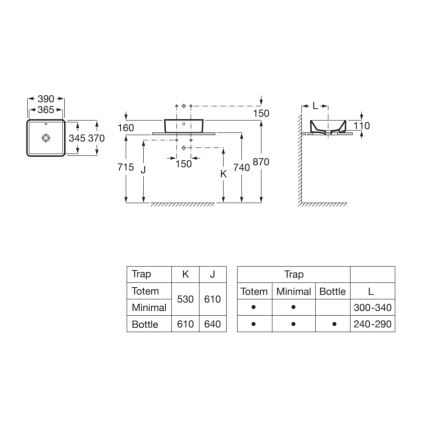 Roca A3270ML000 - Νιπτήρας μπάνιου GAP 39x37 cm κεραμικός/λευκό