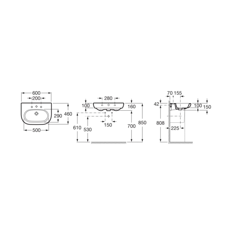 Roca A327242000 - Νιπτήρας κρεμαστός MERIDIAN 60x46 cm κεραμικός/λευκό
