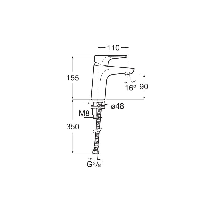 Roca A5A3290C00 - Μπαταρία νιπτήρα ATLAS 15,5 εκ. Cold Start/γυαλιστερό χρώμιο
