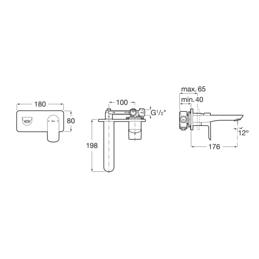 Roca A5A356EC00 - Εντοιχιζόμενος μίκτης μπανιέρας CALA, γυαλιστερό χρώμιο