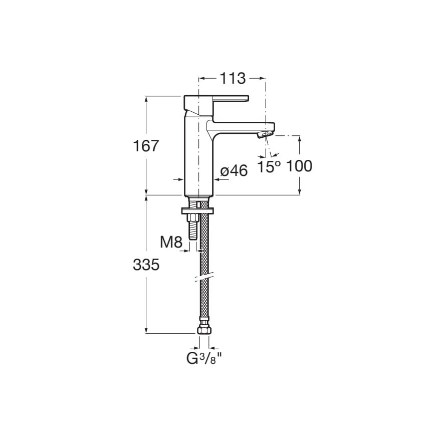 Roca A5A3A96CN0 - Μπαταρία νιπτήρα NAIA 16,7 εκ. Cold Start/τιτανίου μαύρο