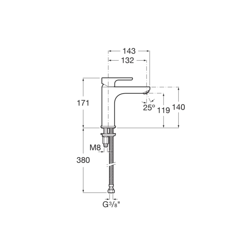 Roca A5A3B09C00 - Μπαταρία νιπτήρα L20 17,1 cm σε γυαλιστερό χρώμιο