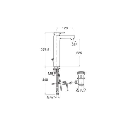Roca A5A3G01C00 - Μπαταρία νιπτήρα με στόμιο L90 μήκους 27,6 cm σε γυαλισμένο χρώμιο
