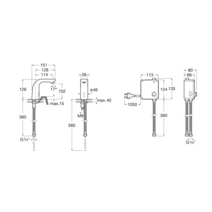 Roca A5A5609C00 - Μπαταρία νιπτήρα χωρίς επαφή L20 4xAA γυαλιστερό χρώμιο