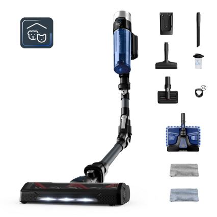 Rowenta - Ηλεκτρική σκούπα Stick με σφουγγάρισμα X-FORCE FLEX ANIMAL AQUA AUTO 4σε1 250W/25,2V 2500 mAh μαύρο/μπλε