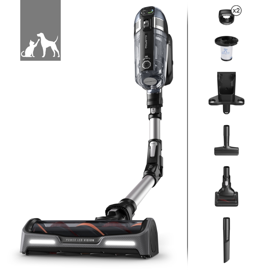 Rowenta - Ραβδοσκούπα 3 σε 1 X-FORCE ANIMAL AUTO 480W/32,4V μαύρη 2000 mAh