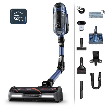 Rowenta - Ηλεκτρική σκούπα Stick με σφουγγάρισμα X-FORCE FLEX ANIMAL AQUA AUTO 3σε1 480W/32,4V 2500 mAh μπλε