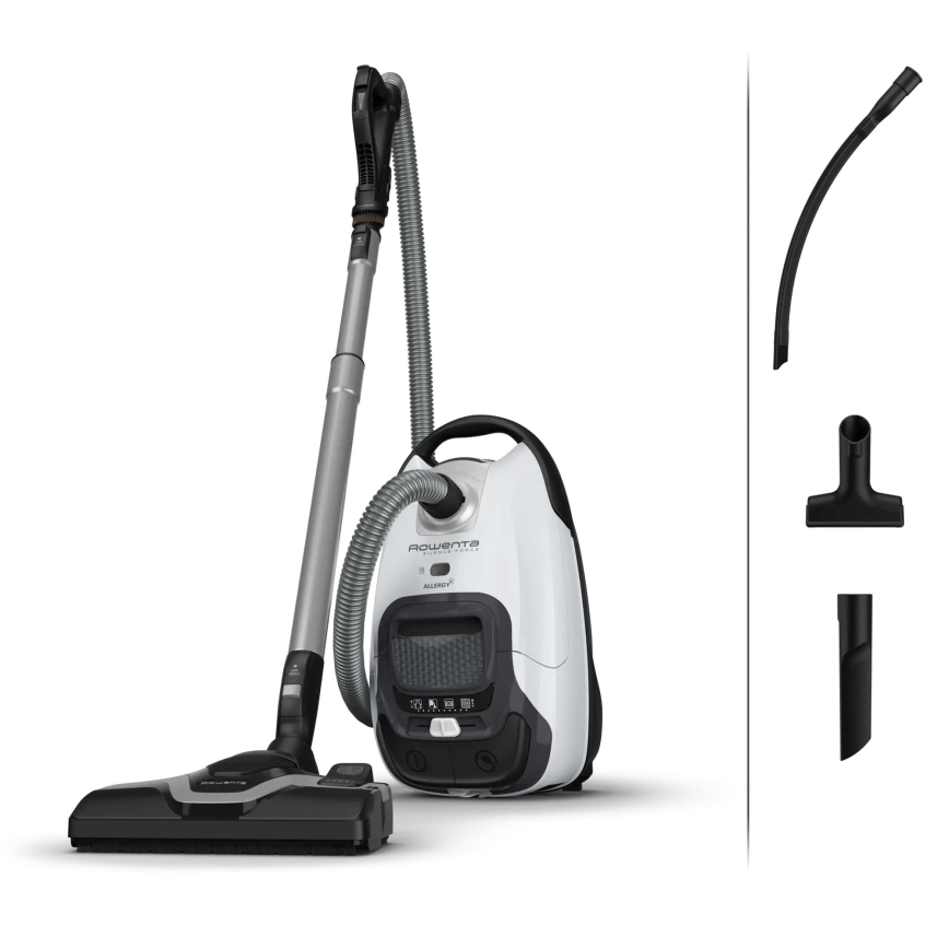 Rowenta - Ηλεκτρική Σκούπα με σακούλα SILENCE FORCE ALLERGY+ 4,5l 400W/230V μαύρο/λευκό