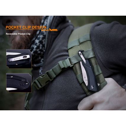 Ruike RUD198PB - Πτυσσόμενο μαχαίρι τσέπης 23,1 cm μαύρο