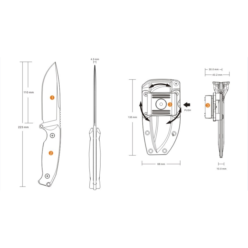 Ruike RUJF118B - Μαχαίρι JAGER 22,3 cm μαύρο