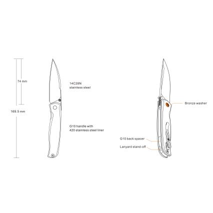 Ruike RUP661B - Πτυσσόμενος σουγιάς 16,9 cm μαύρο