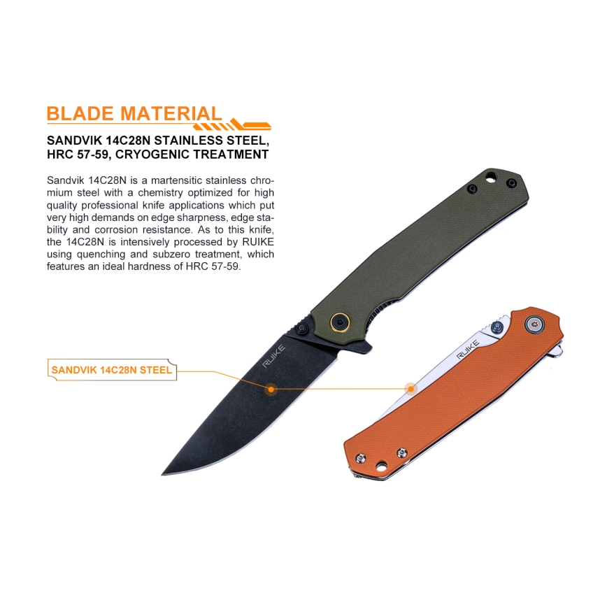 Ruike RUP801J - Πτυσσόμενο μαχαίρι τσέπης 20 cm πορτοκαλί