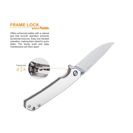 Ruike RUP801SF - Πτυσσόμενο μαχαίρι τσέπης 20 cm ασημί