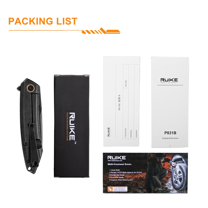 Ruike RUP831SSB - Πτυσσόμενος σουγιάς 19,5 cm μαύρο