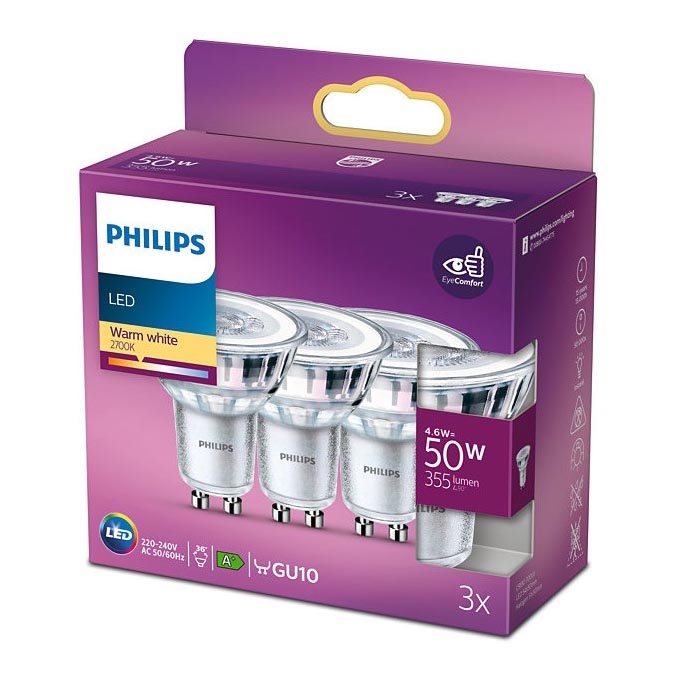 SADA 3x LED Λαμπτήρας Philips GU10/4,6W/230V 2700K