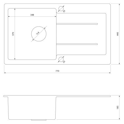 Samona - Νεροχύτης κουζίνας SAMONA 77 x 44 εκ. γρανίτης/μαύρο