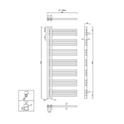 Sapho - Καλοριφέρ μπάνιου DORLION 378W/230V 50x120 cm γυαλιστερό χρώμιο