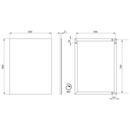 Sapho - Καθρέφτης σε πλαίσιο AROWANA 60x80 cm, ματ μαύρο