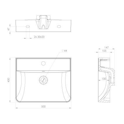 Sapho - Κρεμαστός νιπτήρας 50x40 cm χυτό μάρμαρο/λευκό