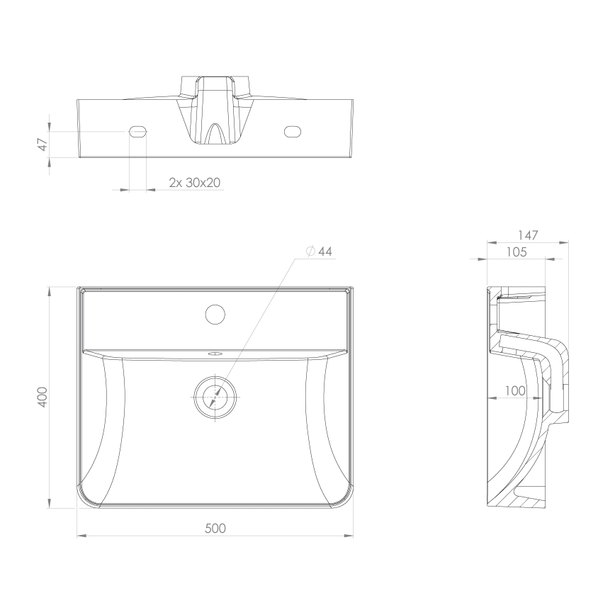 Sapho - Κρεμαστός νιπτήρας 50x40 cm χυτό μάρμαρο/λευκό