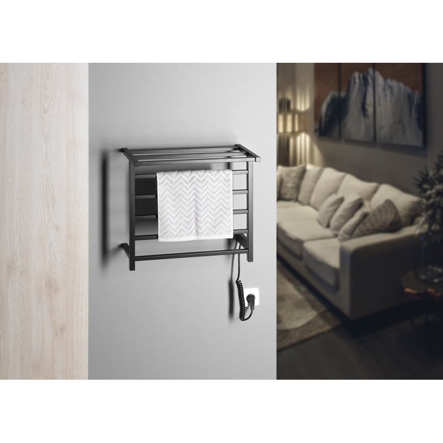 Sapho - Ηλεκτρική πετσετοκρεμάστρα ELZOR 60W/230V 47x50 cm ματ μαύρο