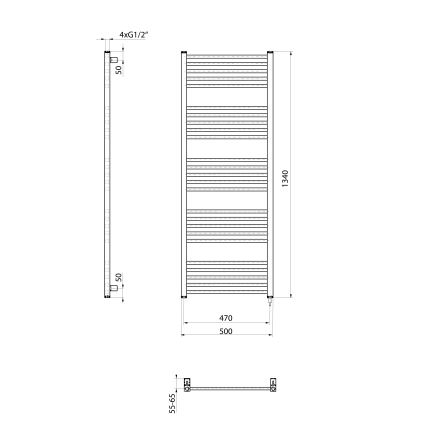 Sapho - Ηλεκτρική πετσετοκρεμάστρα METRO-E 500W/230V 50x134 cm λευκή