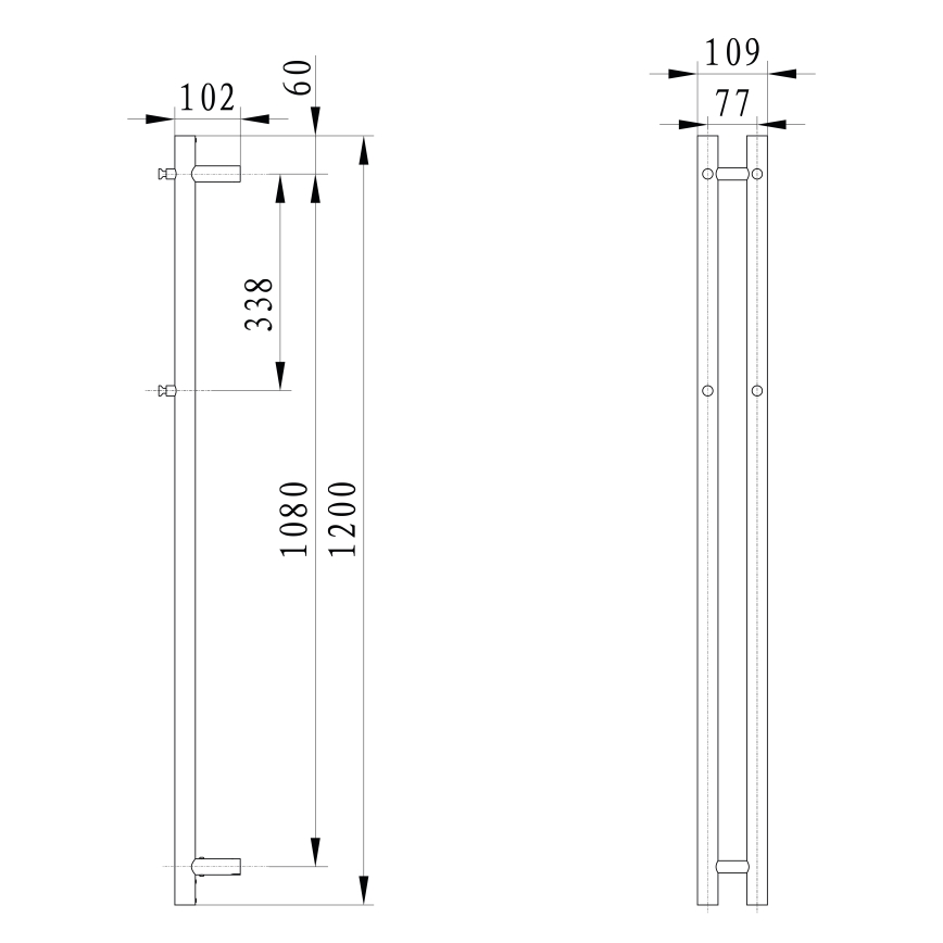 Sapho - Ηλεκτρική πετσετοκρεμάστρα PAPINADO 40W 120x11 cm γυαλιστερό χρώμιο