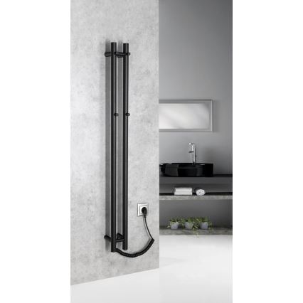 Sapho - Ηλεκτρική πετσετοκρεμάστρα PAPINADO 40W 120x11 cm μαύρο ματ