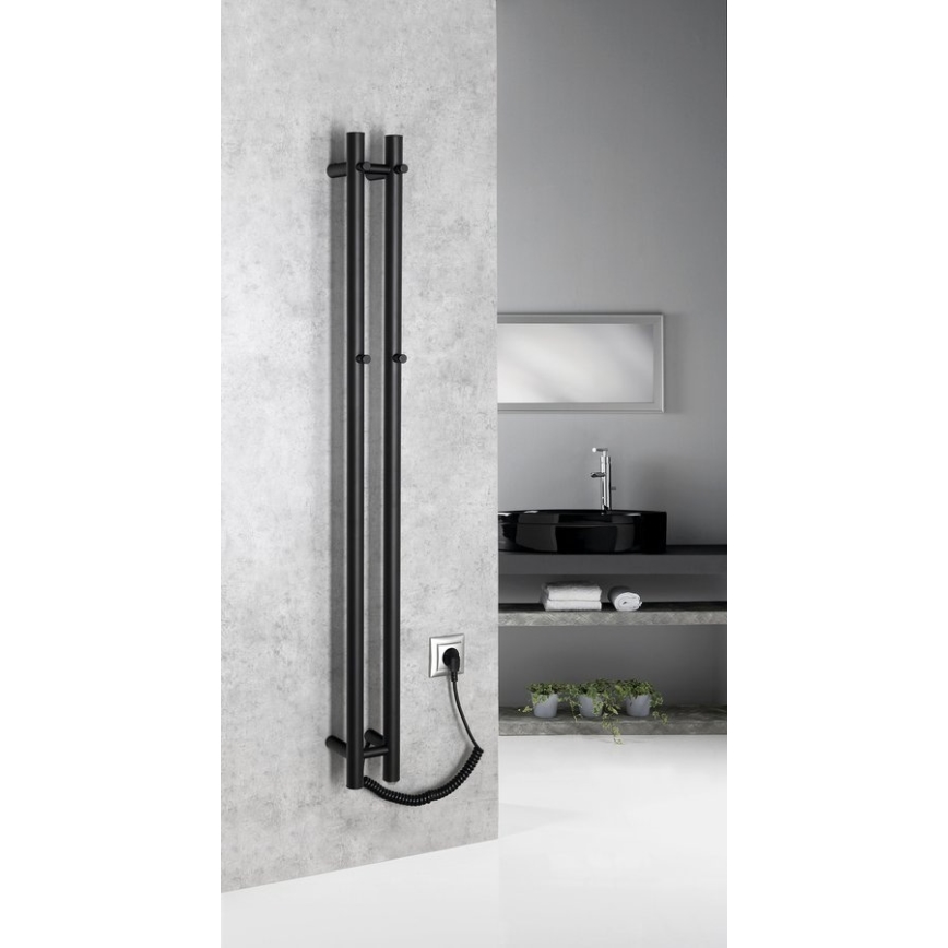 Sapho - Ηλεκτρική πετσετοκρεμάστρα PAPINADO 40W 120x11 cm μαύρο ματ