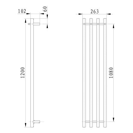 Sapho - Ηλεκτρική πετσετοκρεμάστρα PAPINADO 85W/230V 120 cm γυαλιστερό χρώμιο δεξι'α