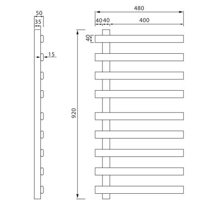 Sapho - Ηλεκτρικός στεγνωτήρας πετσετών ELCOR 128W 92x48 cm ματ λευκός