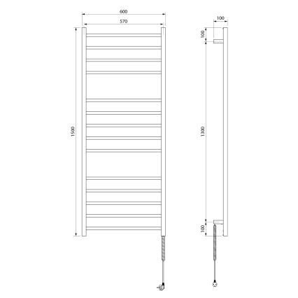 Sapho - Ηλεκτρικός θερμαντήρας πετσετών ESKINADO 130W 150x60 cm ανοξείδωτο ατσάλι/γυαλισμένο χρώμιο