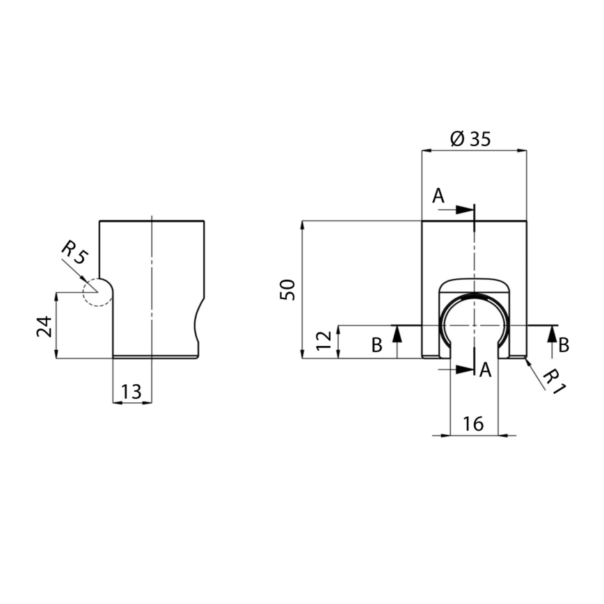 Sapho - Στήριγμα ντουζ/ματ μαύρο