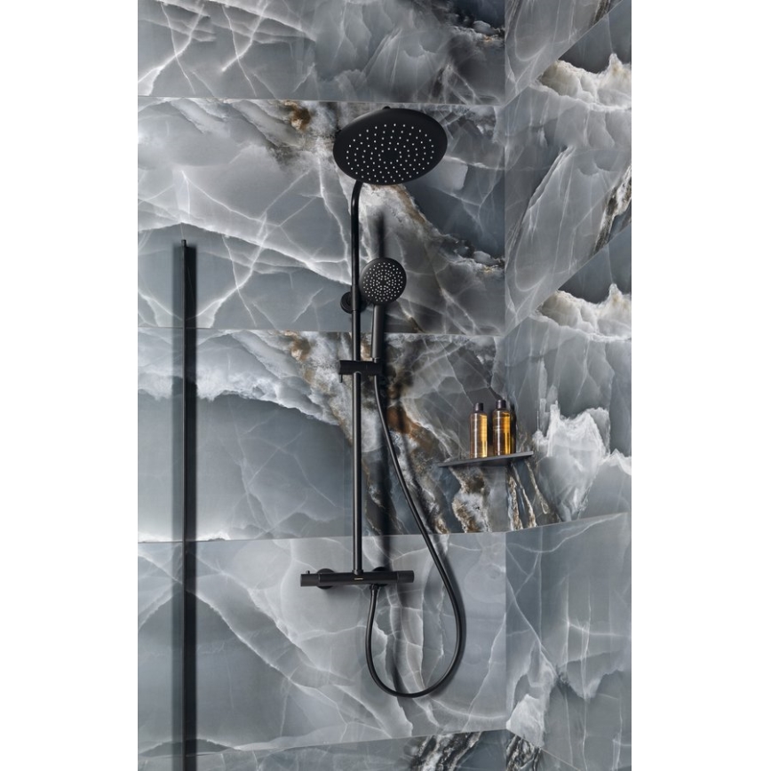 Sapho - Σετ ντους με μπαταρία SOLARIS μαύρο ματ