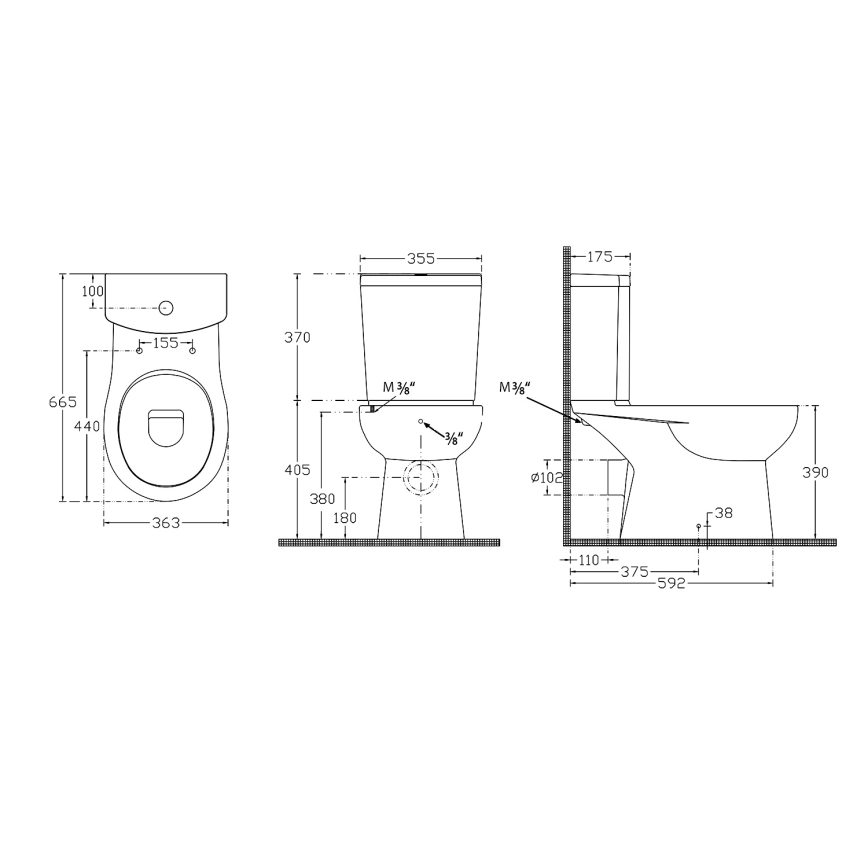 Sapho - Συνδυαστική λεκάνη WC με χειροψεκαστήρα μπιντέ, πίσω αποχέτευση, κεραμική/λευκή