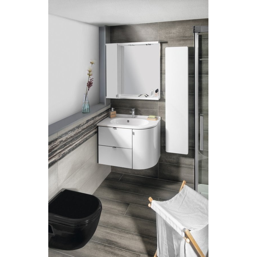 Sapho - Γωνιακός εντοιχισμένος νιπτήρας PULSE 75x43 cm μάρμαρο/λευκό