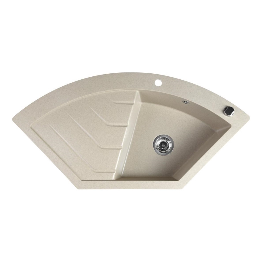 Sapho - Γωνιακός νεροχύτης κουζίνας 114x57,5 cm γρανιτένιος/μπεζ