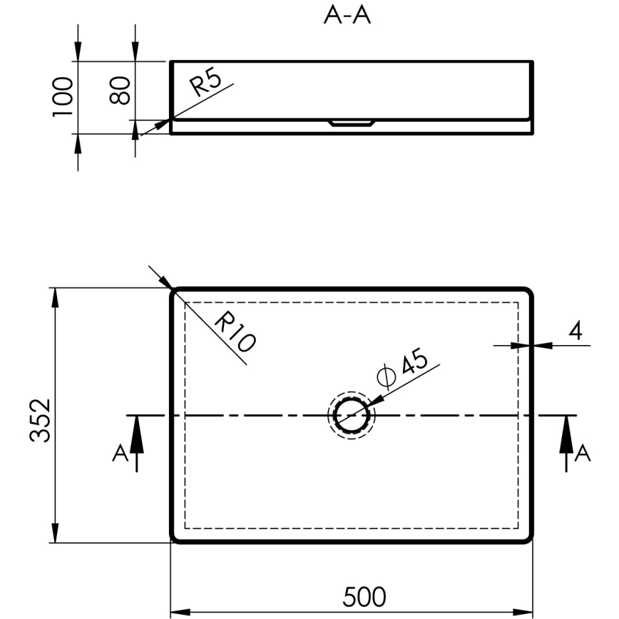 Sapho - Επιτραπέζιος νιπτήρας AURUM 50x35 cm ανθρακί