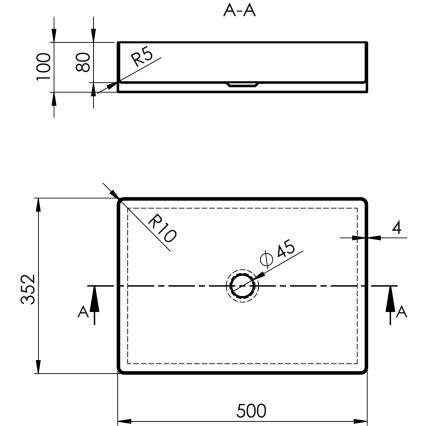 Sapho - Επιτραπέζιος νιπτήρας AURUM 50x35 cm, σατινέ ανοξείδωτος