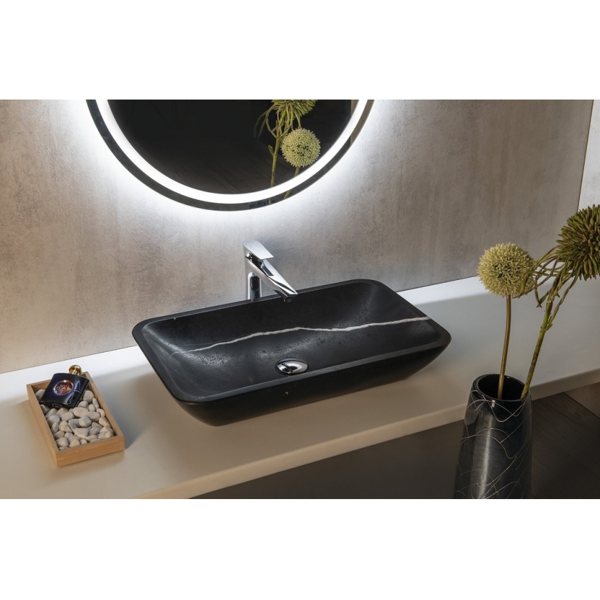 Sapho - Επιτραπέζιος νιπτήρας BLOK 60x35 cm πέτρα/ματ μαύρο