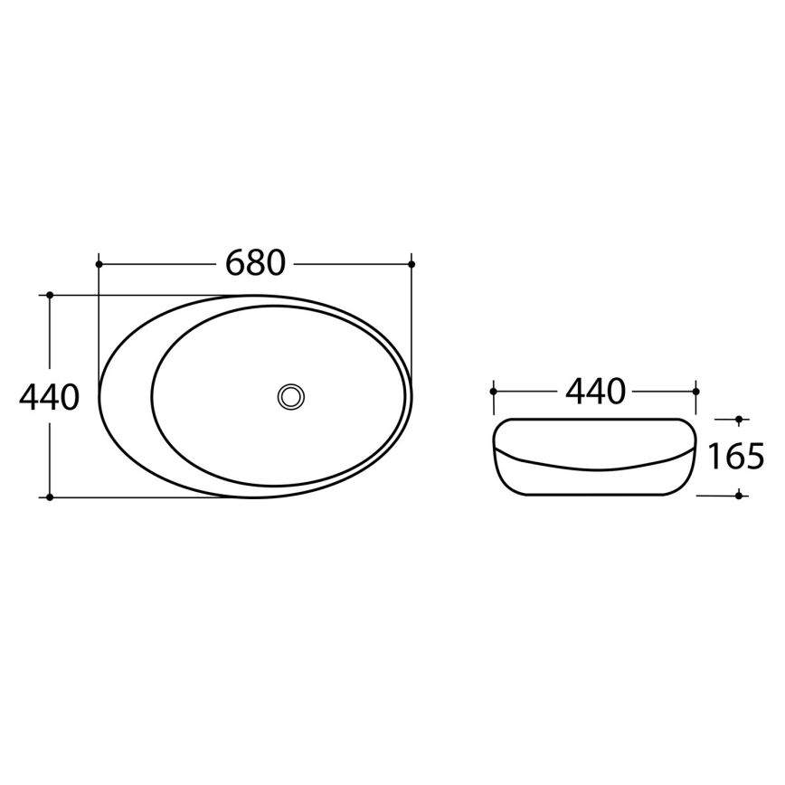Sapho - Επιτραπέζιος νιπτήρας DALMA 68x44 cm γκρι